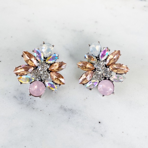 "Merrick" Earrings || Pink Crystal Statement - Picture 5 of 10